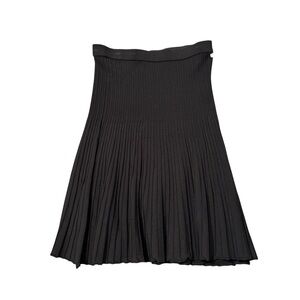 Biana Black Pleated Knit Skirt Size S Designer Italian Yarn Career Minimalist